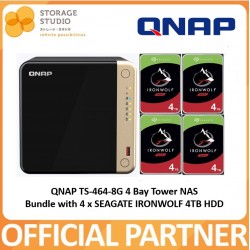 QNAP TS-464 4 Bay Tower NAS Bundle with 4 x 4TB SEAGATE IronWolf NAS Hard Disk. Singapore Local Warranty 3 Years